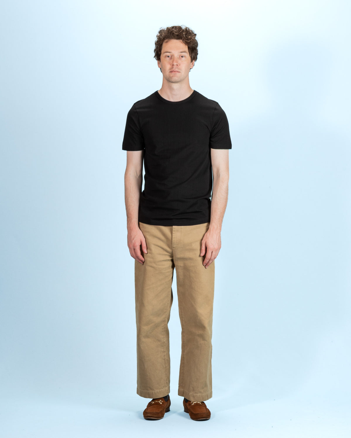 Merz b. Schwanen 1950s Lightweight Loopwheeled Tee - Deep Black - Standard & Strange