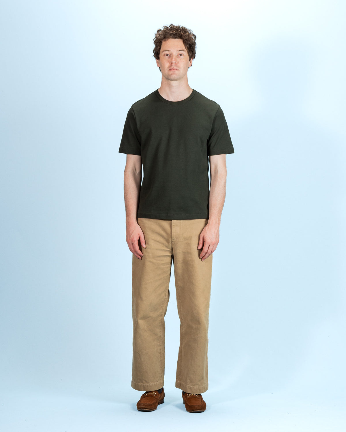 Merz b. Schwanen 2M15C Cropped Vintage Machine Jersey T-Shirt - Forest - Standard & Strange