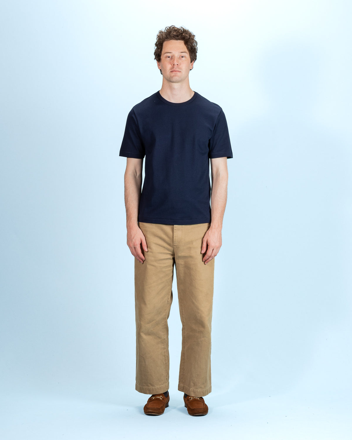 Merz b. Schwanen 2M15C Cropped Vintage Machine Jersey T-Shirt - Ink Blue - Standard & Strange
