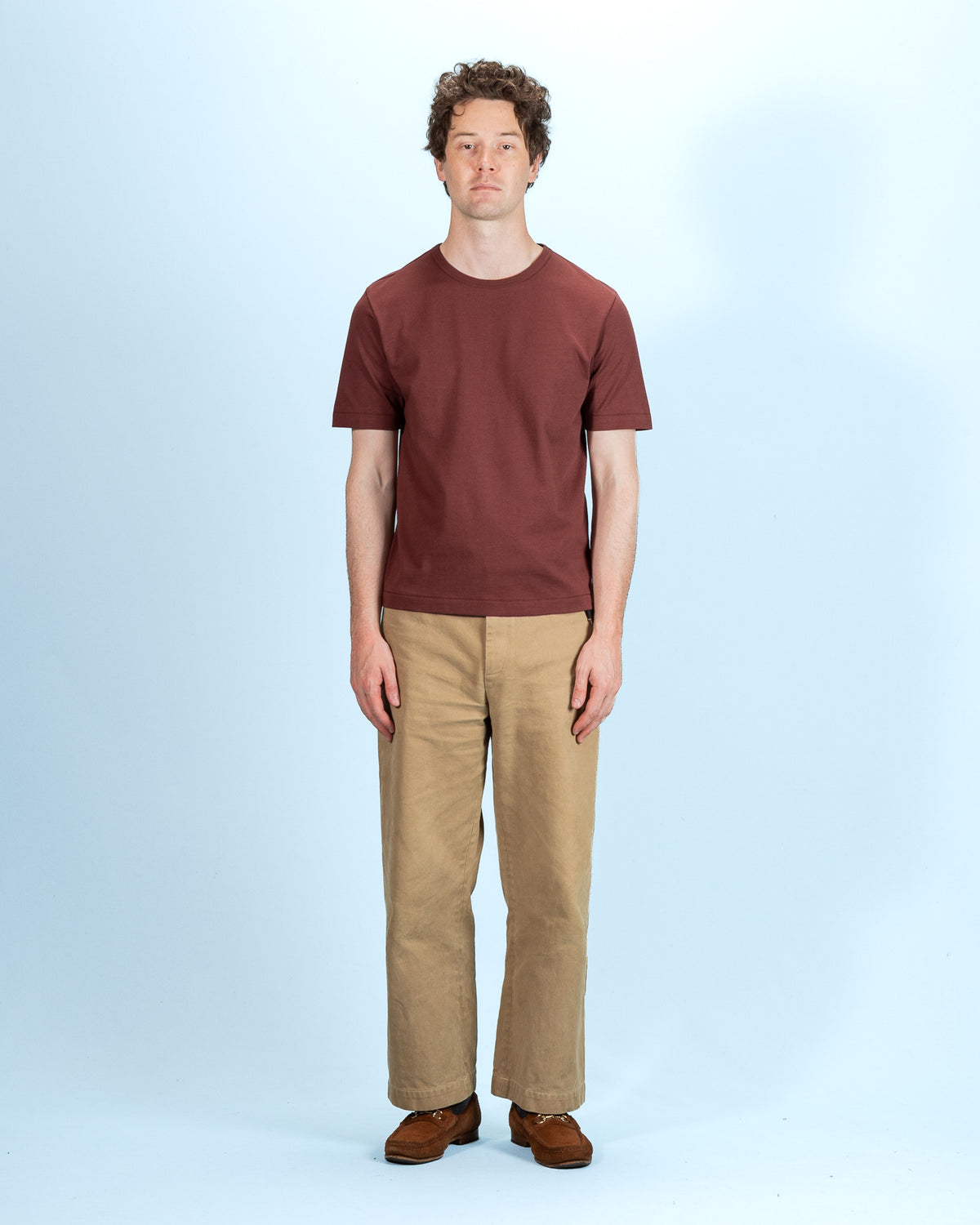 Merz b. Schwanen 2M15C Cropped Vintage Machine Jersey T-Shirt - Burgundy - Standard & Strange