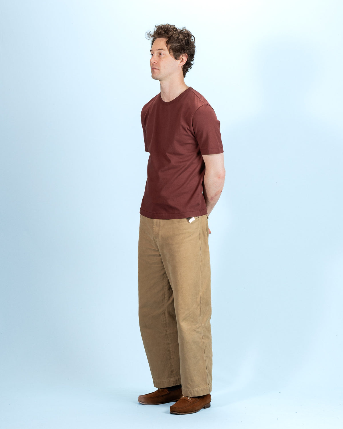 Merz b. Schwanen 2M15C Cropped Vintage Machine Jersey T-Shirt - Burgundy - Standard & Strange