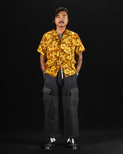 Monad London Simmons Cargo Pant - Hand Dyed Black Cotton/Hemp Jacquard - Standard & Strange