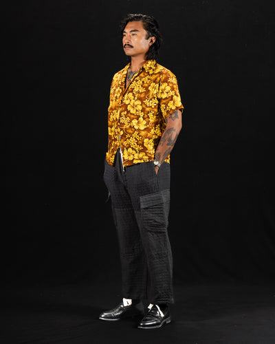 Monad London Simmons Cargo Pant - Hand Dyed Black Cotton/Hemp Jacquard - Standard & Strange