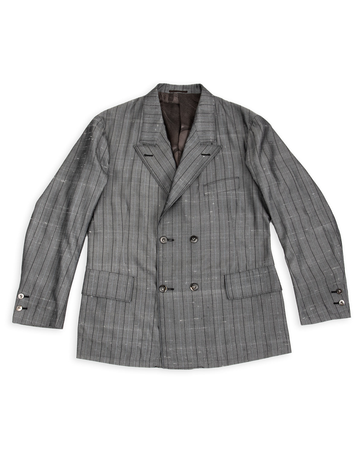 MotivMfg Burokrat Jacket - Grey Melange Stripe Vintage Dupioni - Standard & Strange