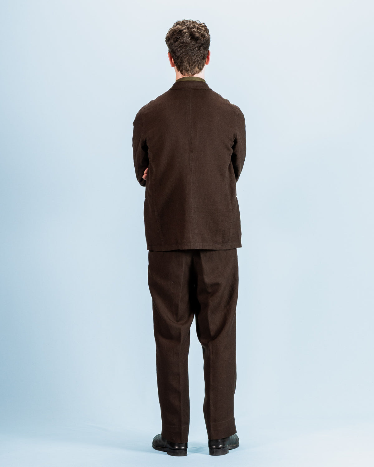 MotivMfg Continental Sack Jacket - Espresso Wool Linen Crepe - Standard & Strange