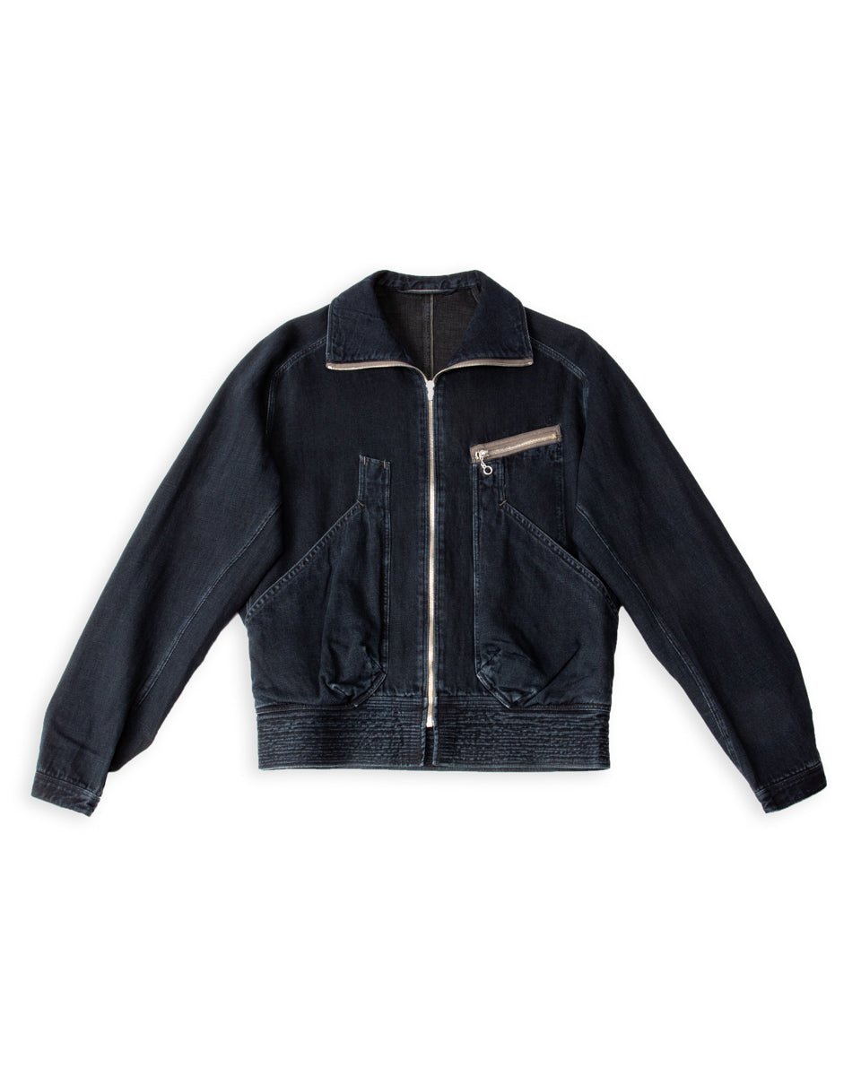 MotivMfg Denim Deck Jacket - Char Navy Overdyed Linen Denim - Standard & Strange
