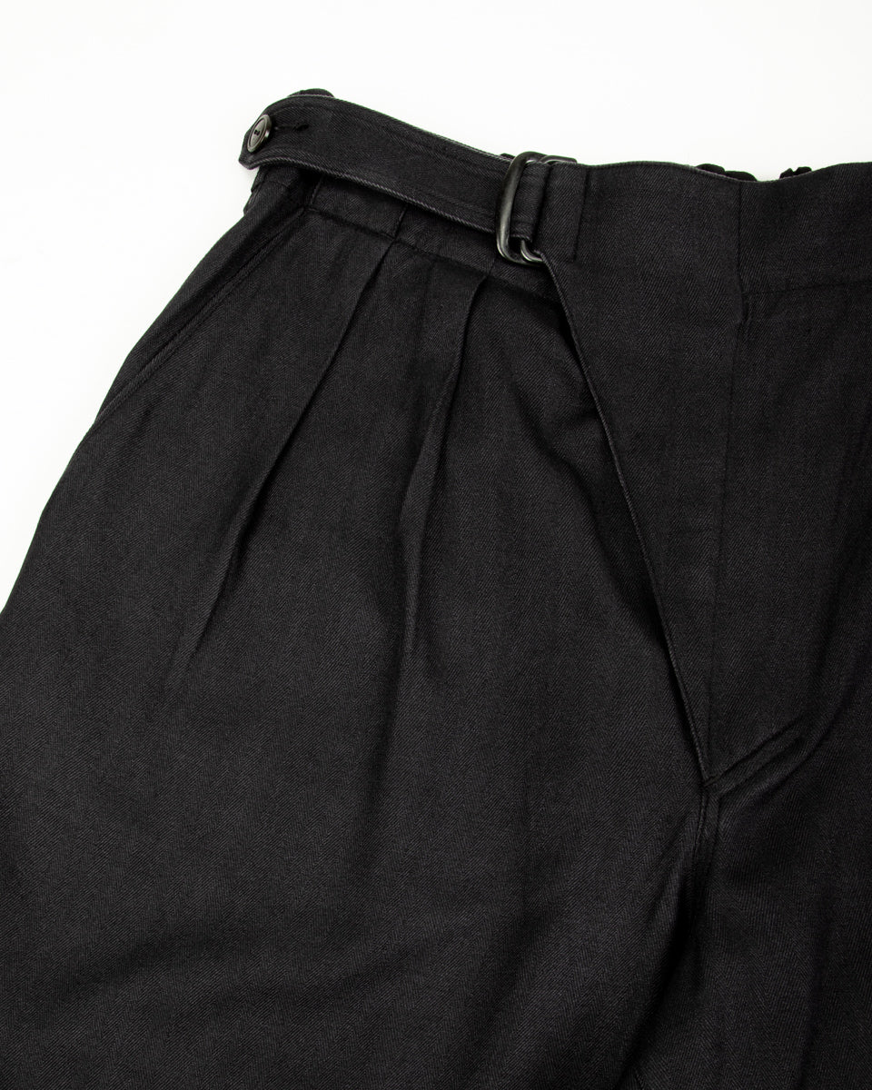 MotivMfg Oblique Shorts - Dark Navy Herringbone Tussah Silk - Standard & Strange