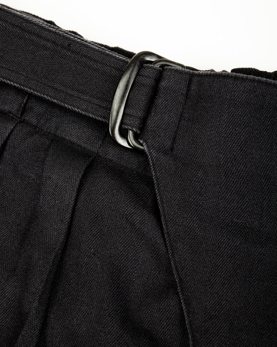 MotivMfg Oblique Shorts - Dark Navy Herringbone Tussah Silk - Standard & Strange