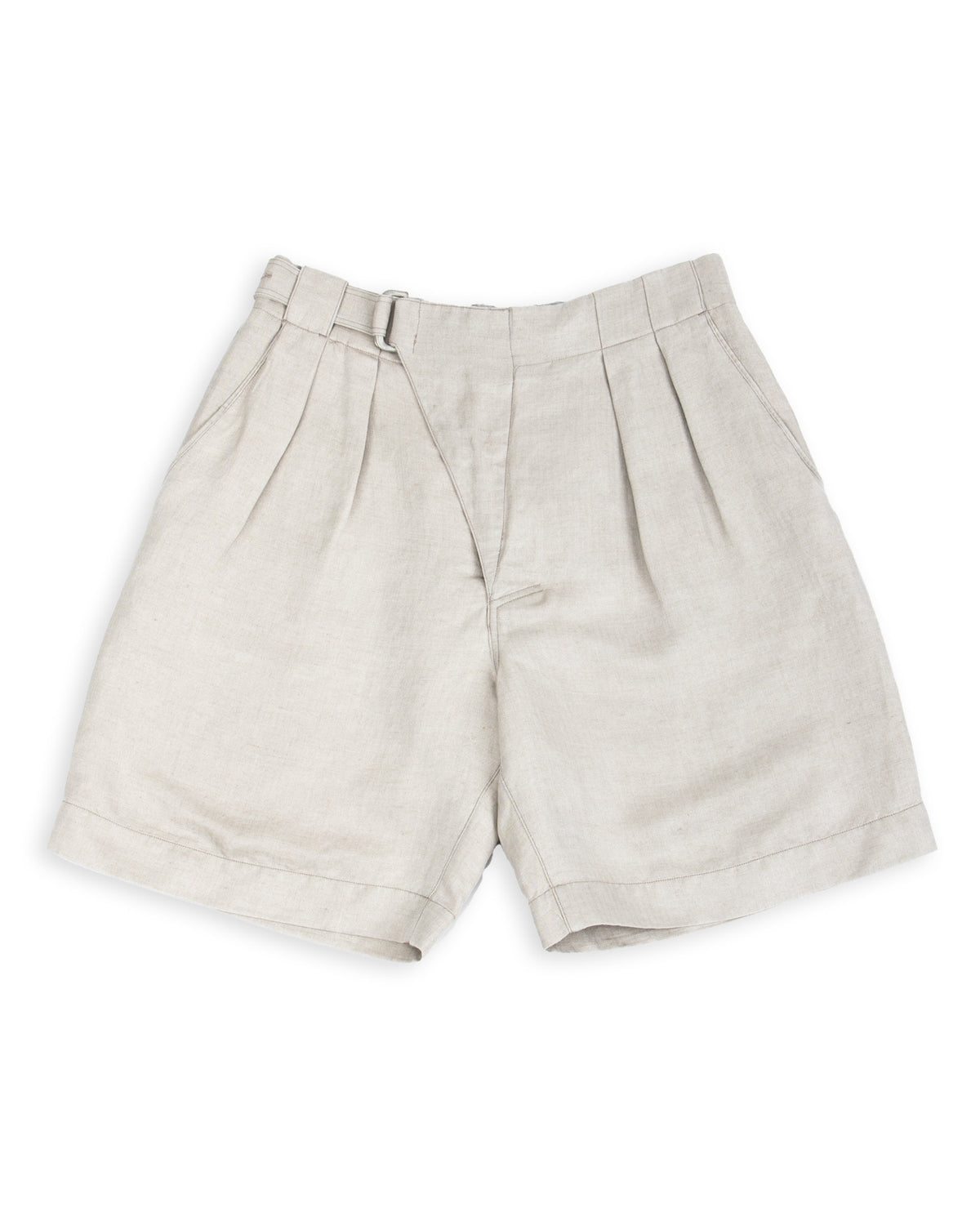 MotivMfg Oblique Shorts - Natural Silk Linen Fine HBT - Standard & Strange