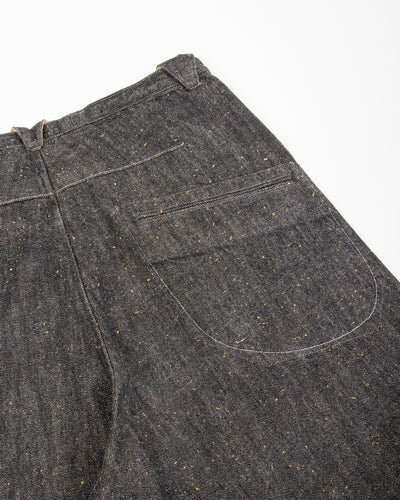 MotivMfg Pleat Denim Trousers - Char Brown Donegal Denim - Standard & Strange