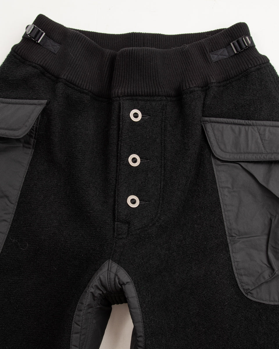 MotivMfg British Army Sweat Pants - Black Wool Boucle Knit - Standard & Strange