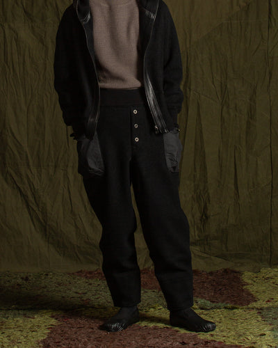 MotivMfg British Army Sweat Pants - Black Wool Boucle Knit - Standard & Strange