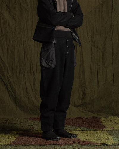 MotivMfg British Army Sweat Pants - Black Wool Boucle Knit - Standard & Strange