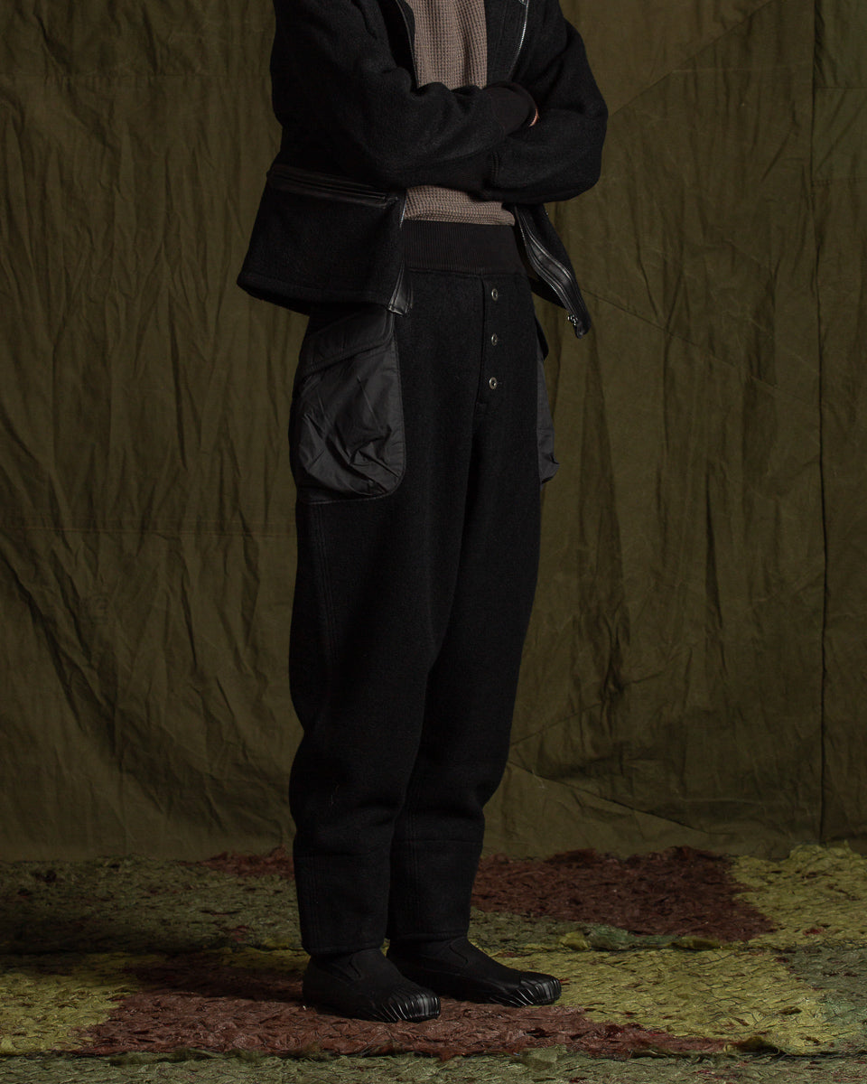 MotivMfg British Army Sweat Pants - Black Wool Boucle Knit - Standard & Strange