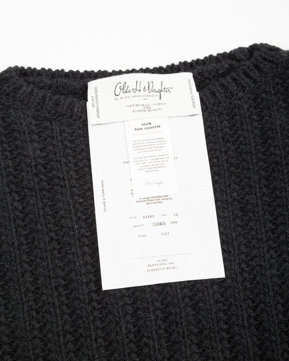 Olde H & Daughter Slub Cashmere Boat Pullover - Black 10 - Standard & Strange