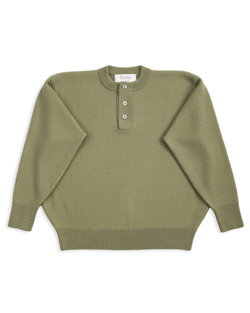 Olde H & Daughter Wool Henley Neck L/S - Smoke Moss 10 - Standard & Strange