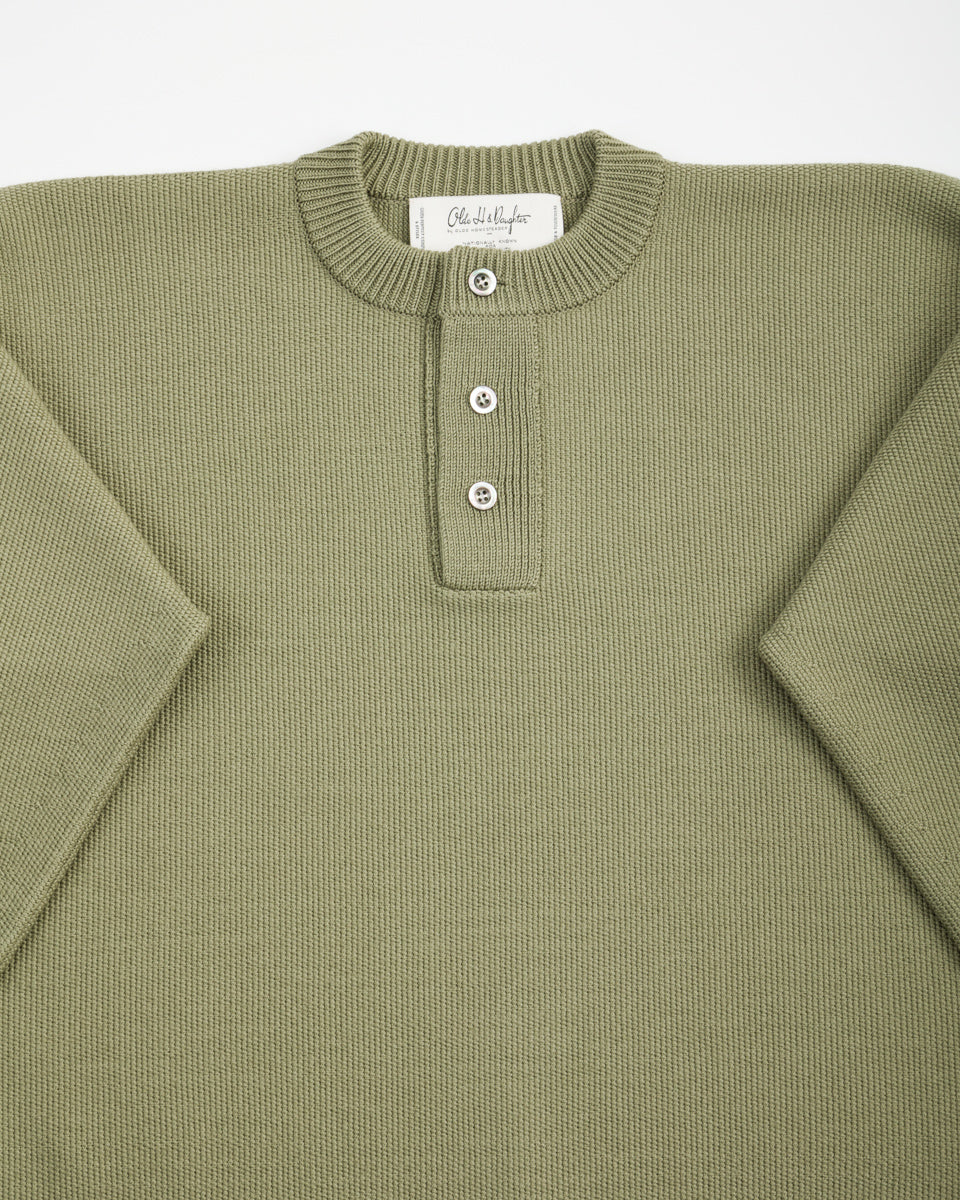 Olde H & Daughter Wool Henley Neck L/S - Smoke Moss 10 - Standard & Strange