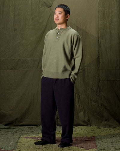 Olde H & Daughter Wool Henley Neck L/S - Smoke Moss 10 - Standard & Strange