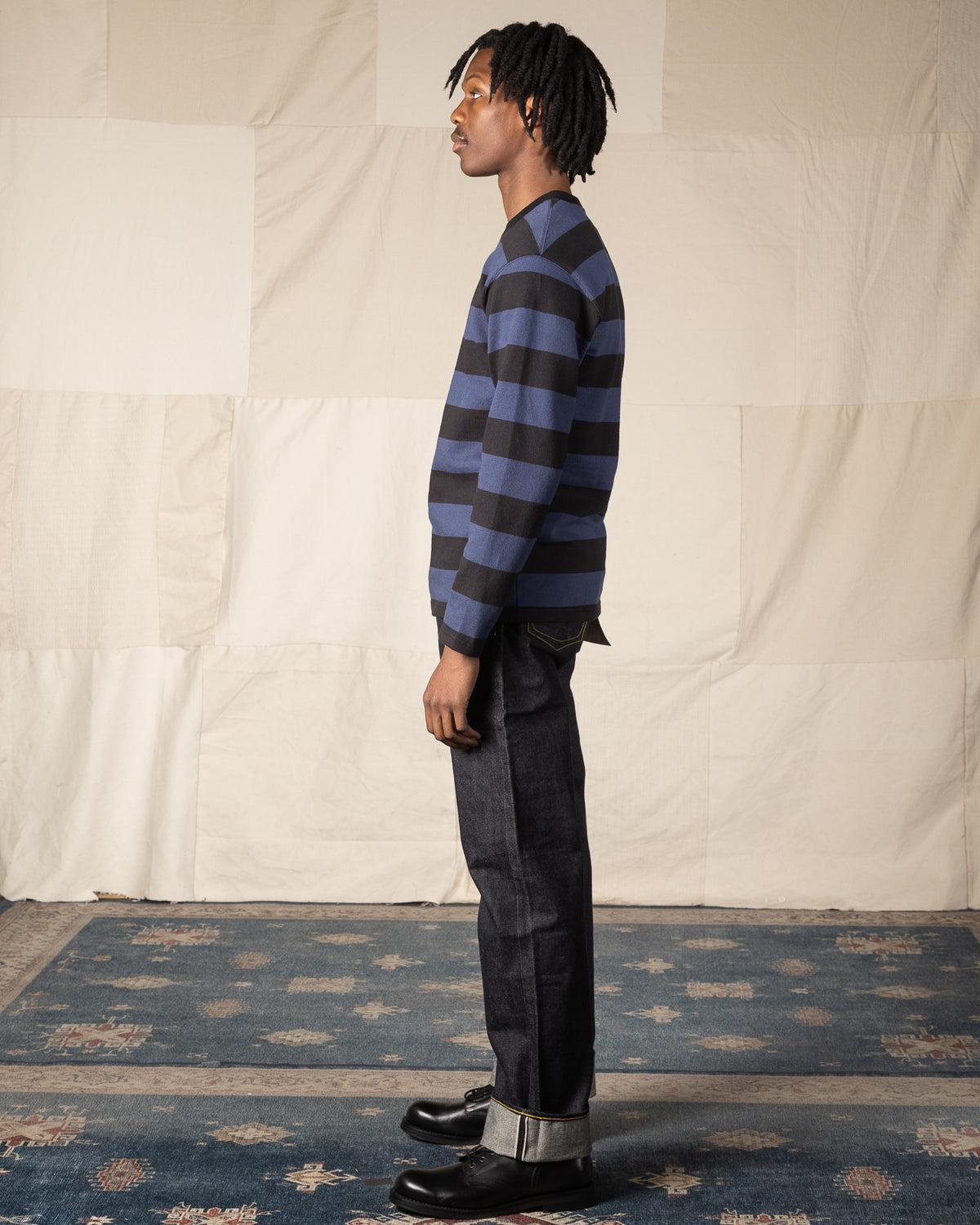 The Real McCoy's Buco Heavy Stripe Racing Jersey - Black/Blue - Standard & Strange