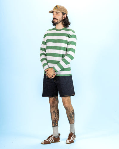 The Real McCoy's Buco Stripe Tee L/S - White/Green - Standard & Strange