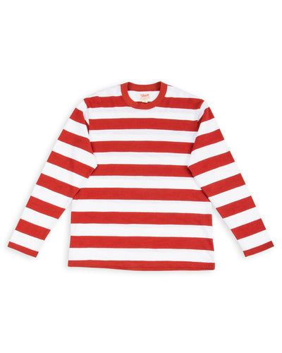The Real McCoy's Buco Stripe Tee L/S - White/Red - Standard & Strange