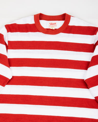 The Real McCoy's Buco Stripe Tee L/S - White/Red - Standard & Strange