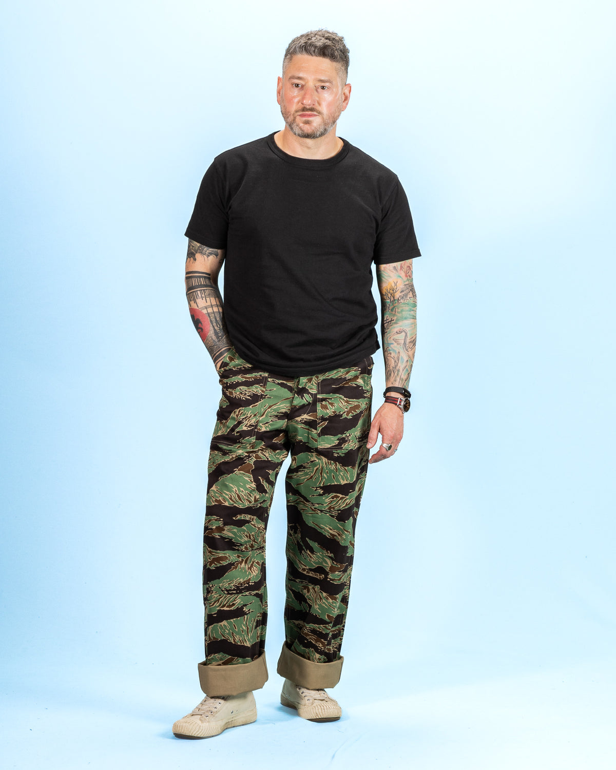 The Real McCoy's Tiger Camouflage Civilian Trousers / John Wayne - Green - Standard & Strange