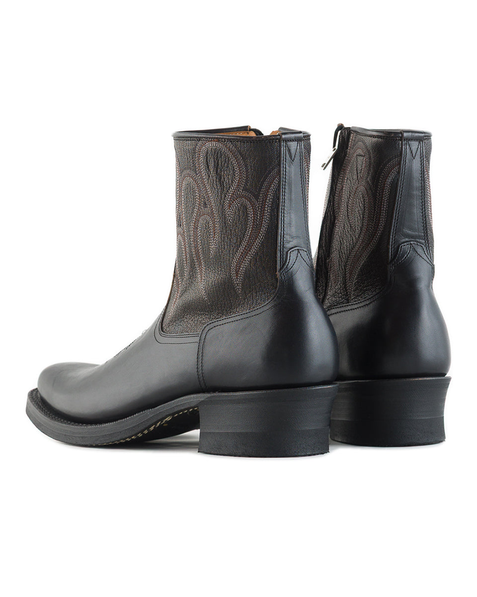 Rolling Dub Trio Loro Side Zip - Horsebutt Black Flame Embroidery - Standard & Strange