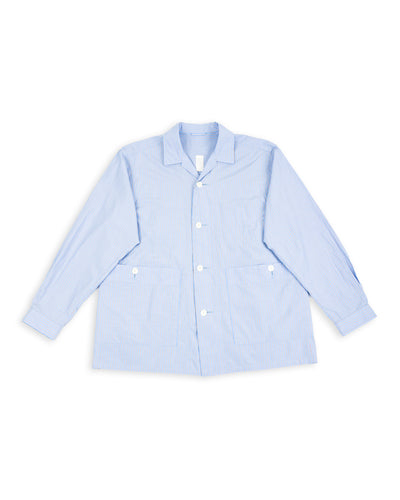 Senui Big Pockets Overshirt - Sax Supima Compact Stripe - Standard & Strange