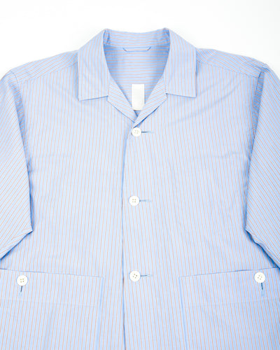 Senui Big Pockets Overshirt - Sax Supima Compact Stripe - Standard & Strange