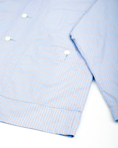 Senui Big Pockets Overshirt - Sax Supima Compact Stripe - Standard & Strange