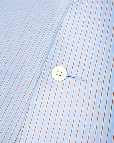 Senui Big Pockets Overshirt - Sax Supima Compact Stripe - Standard & Strange