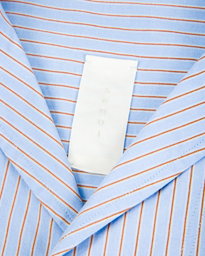 Senui Big Pockets Overshirt - Sax Supima Compact Stripe - Standard & Strange
