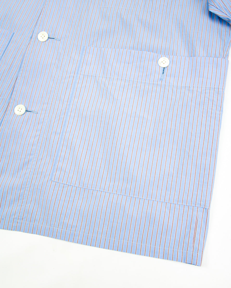Senui Big Pockets Overshirt - Sax Supima Compact Stripe - Standard & Strange