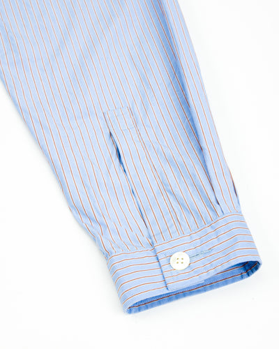 Senui Big Pockets Overshirt - Sax Supima Compact Stripe - Standard & Strange