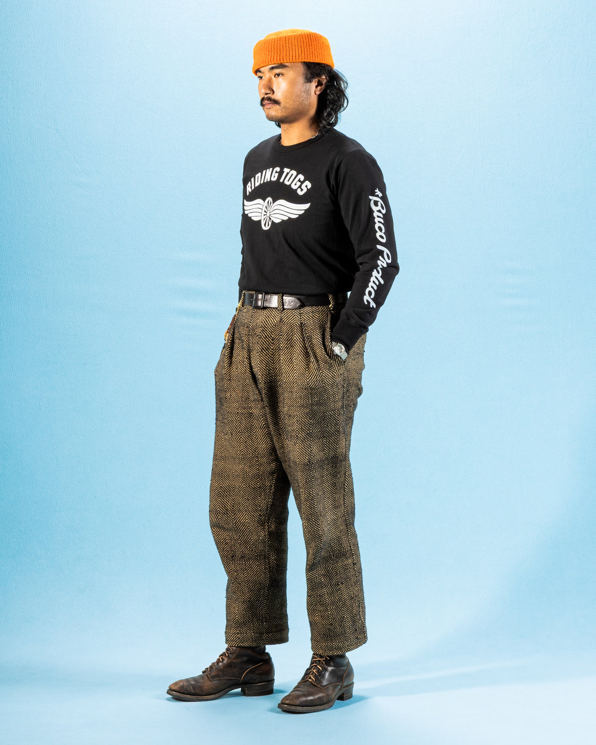 The Real McCoy's Buco L/S Tee / Riding Togs - Black - Standard & Strange