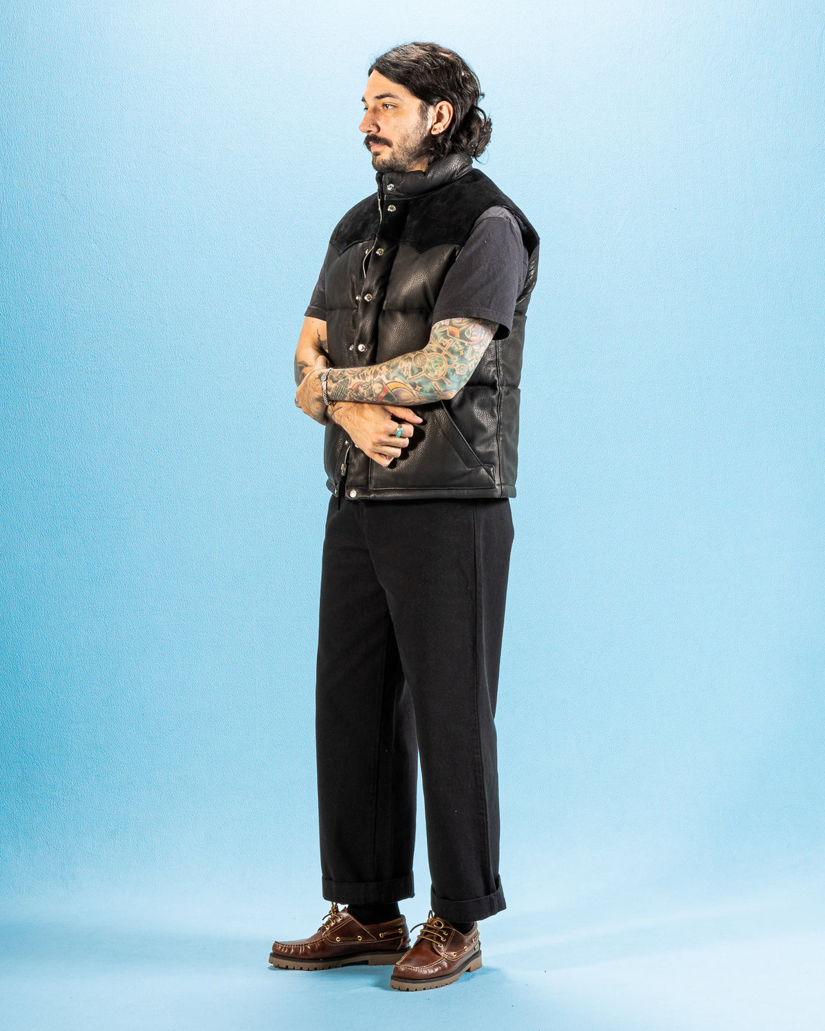 The Real McCoy's Deerskin Down Vest (221 Model) - Black - Standard & Strange