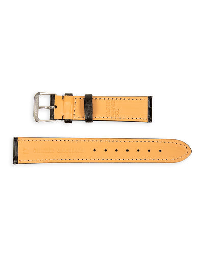 Vague Watch Co. Crocodile Leather Watch Strap [CB-17-001] - Black/Silver 17mm - Standard & Strange