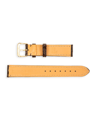 Vague Watch Co. Crocodile Leather Watch Strap [CB-17-003] - Dark Brown/Yellow Gold 17mm - Standard & Strange