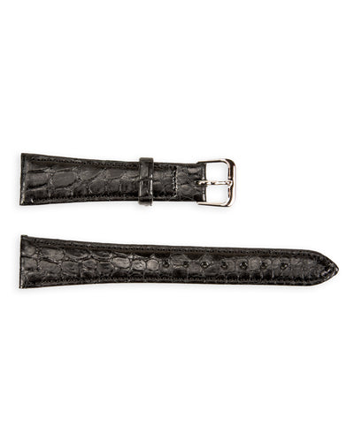 Vague Watch Co. Crocodile Leather Watch Strap [CB-19-001] - Black/Silver 19mm - Standard & Strange