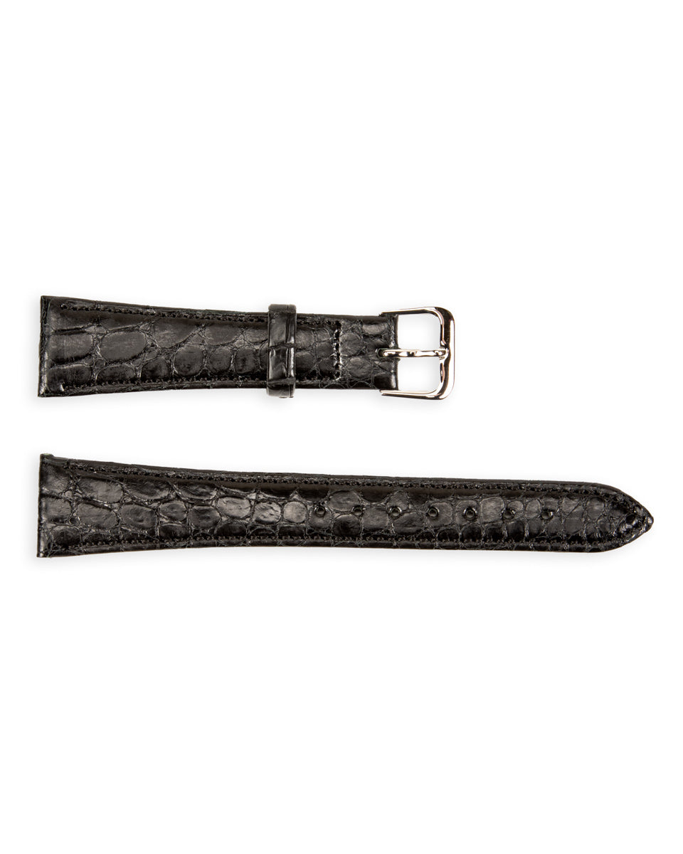 Vague Watch Co. Crocodile Leather Watch Strap [CB-19-001] - Black/Silver 19mm - Standard & Strange