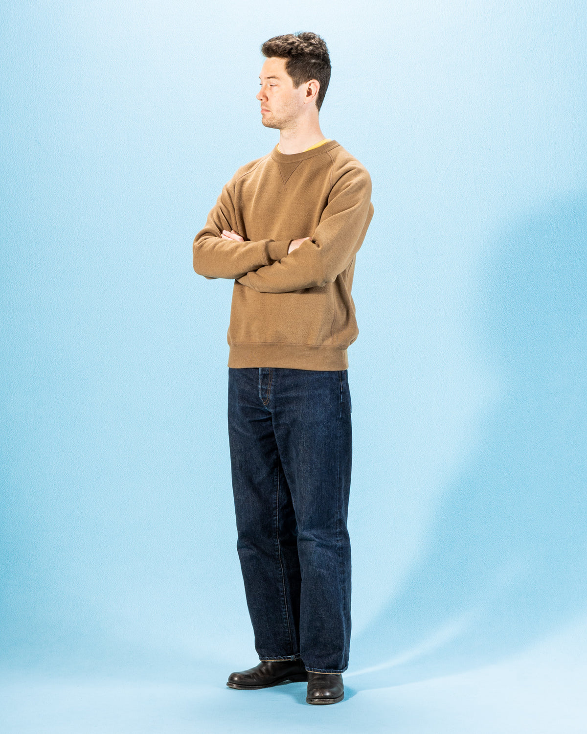 Wonder Looper Foxfibre® Double Heavyweight French Terry Pullover Crewneck - Iron Mordant Coyote 80 - Standard & Strange