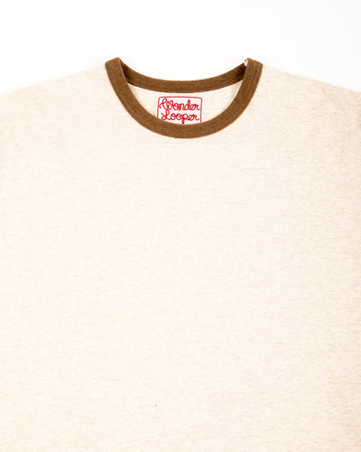 Wonder Looper Recycled Cotton Foxfibre® Ringer Tee - Stone - Standard & Strange