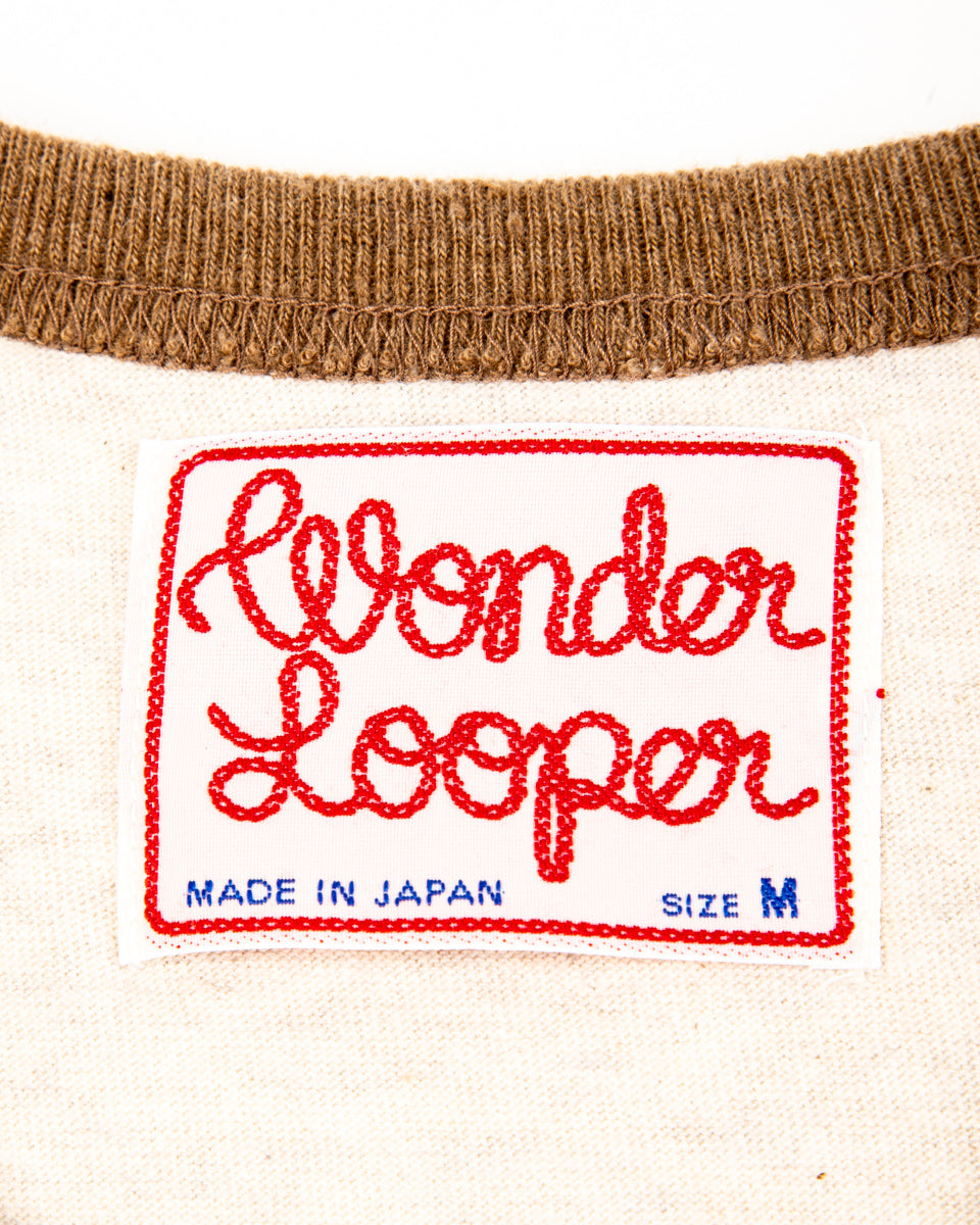 Wonder Looper Recycled Cotton Foxfibre® Ringer Tee - Stone - Standard & Strange