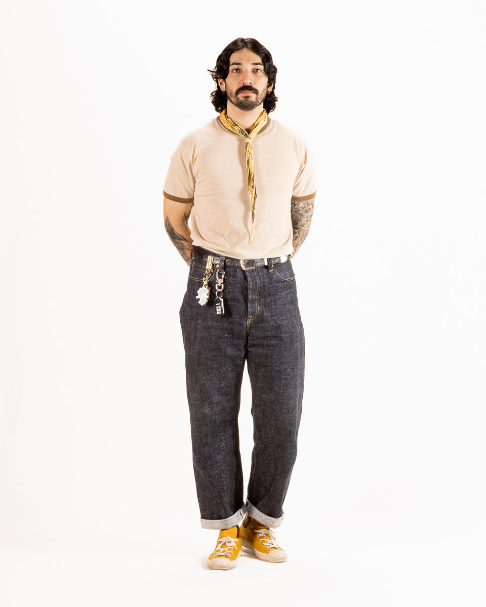 Wonder Looper Recycled Cotton Foxfibre® Ringer Tee - Stone - Standard & Strange