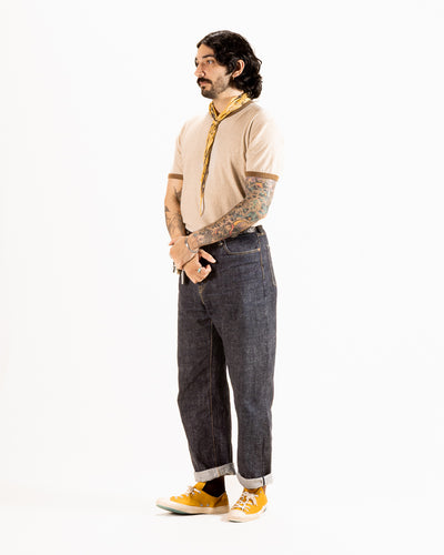 Wonder Looper Recycled Cotton Foxfibre® Ringer Tee - Stone - Standard & Strange