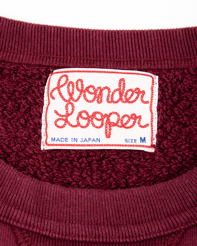 Wonder Looper Super Looper French Terry Pullover Crewneck - Burgundy - Standard & Strange