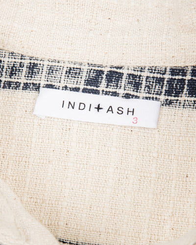 Indi + Ash Rugby Shirt - Handwoven Natural/Indigo Ripstop Black Print Stripe - Standard & Strange