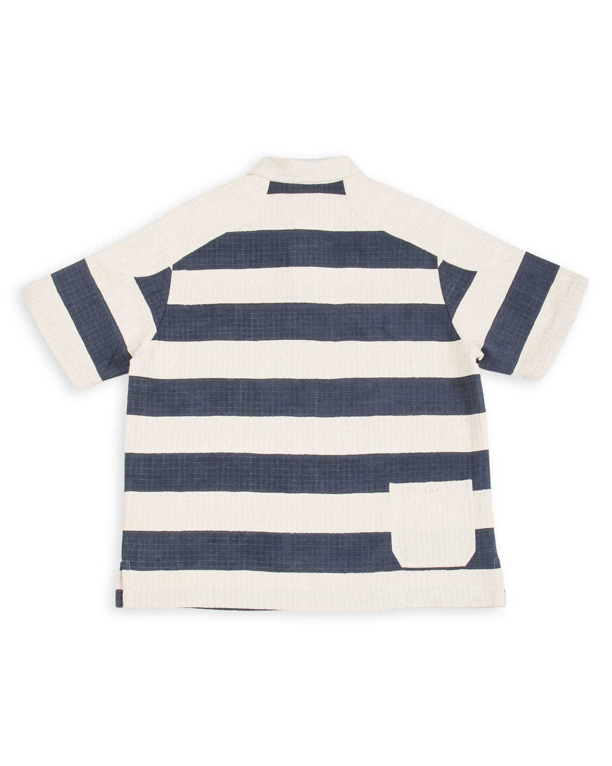 Indi + Ash Rugby Shirt - Handwoven Natural/Indigo Ripstop Black Print Stripe - Standard & Strange