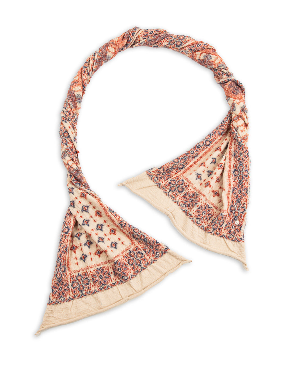 Kapital Fulling Wool HAPPY Scarf Colorful BIG-MAMA BANDANA - Ecru - Standard & Strange